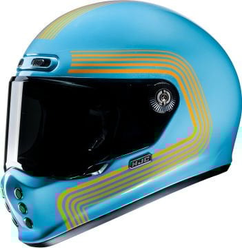 HJC V10 Foni Retro Kapalı Kask Mavi/Turuncu