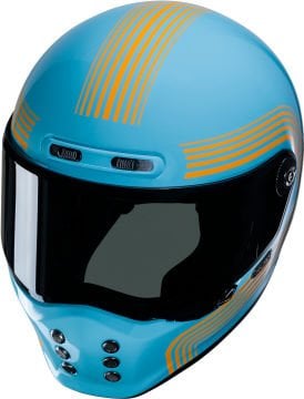 HJC V10 Foni Retro Kapalı Kask Mavi/Turuncu