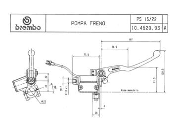 Brembo Aksiyel Ön PS 16 Fren Pompası 10462093