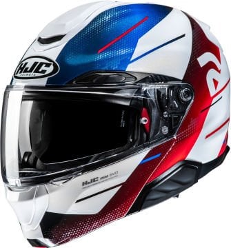 HJC RPHA 91 Blat Çene Açılır Kask Beyaz-Mavi-Kırmızı