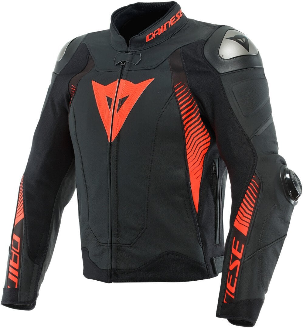Dainese Super Speed ​​4 Motosiklet Deri Ceket Siyah/Kırmızı