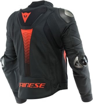 Dainese Super Speed ​​4 Motosiklet Deri Ceket Siyah/Kırmızı