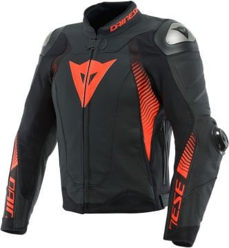 Dainese Super Speed ​​4 Motosiklet Deri Ceket Siyah/Kırmızı