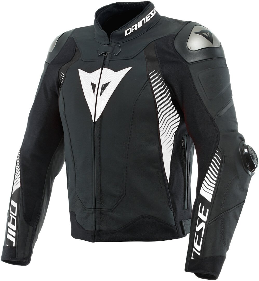 Dainese Super Speed ​​4 Motosiklet Deri Ceket Siyah-Beyaz