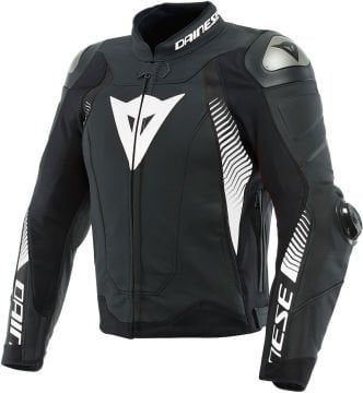 Dainese Super Speed ​​4 Motosiklet Deri Ceket Siyah-Beyaz